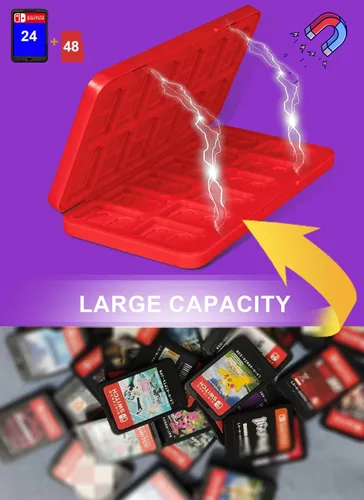 Vista 2 de Switch Game Case Designed for Nintendo Switch Game Holder Storage Card Cute Kawaii Cartridge Cases for Switch 24 Games Card Slot & 48 Micro SD Cards
