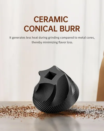 Vista 6 de CIRCLE JOY Mini molinillo de café manual con 40 ajustes externos ajustables y rebabas cónicas de cerámica, molinillo de café portátil de acero