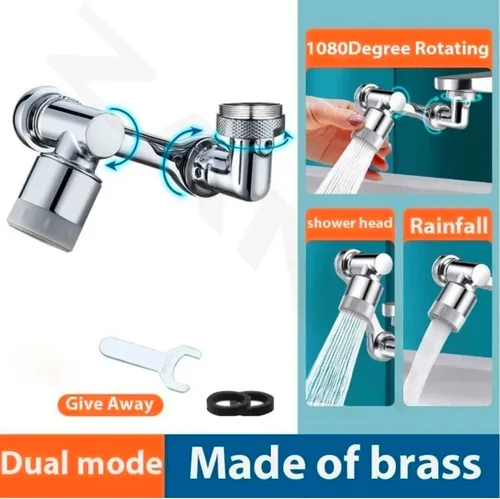 Vista 2 de Grifo de brazo robótico giratorio de 1080° – Modelo universal: grifo de filtro de salpicaduras, adaptador de boquilla de agua de brazo robótico