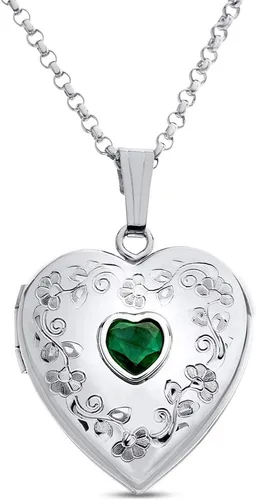 Vista 12 de FJC Finejewelers Sterling Silver Birthstone Locket Pendant Necklace Aguamarina (Aquamarine)