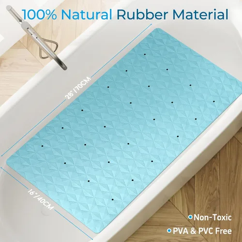 Vista 6 de WRISIN Tapete antideslizante para bañera y ducha, tapete de goma natural con 241 ventosas, tapete de seguridad suave para baño, patrón único