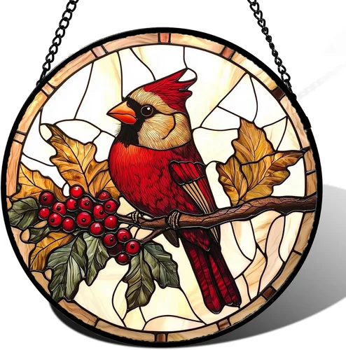 Vista 25 de DASTOLL Conjunto de 4 Piezas de Vidriera Manchada para Colgar en Ventanas, Tema de Flores Púrpuras, 16 cm - Atrapasoles de Tulipán para Puerta Juego