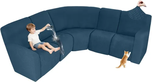 Vista 82 de ALIECOM Fundas 100% impermeables para sofá seccional reclinable, forma de L, elásticas, para esquina, funda para sofá seccional reclinable, lavable