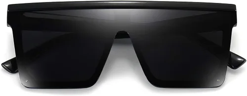 Vista 7 de Dollger - Gafas de sol cuadradas de gran tamaño para mujer y hombre, de moda, armazón negro con parte superior plana