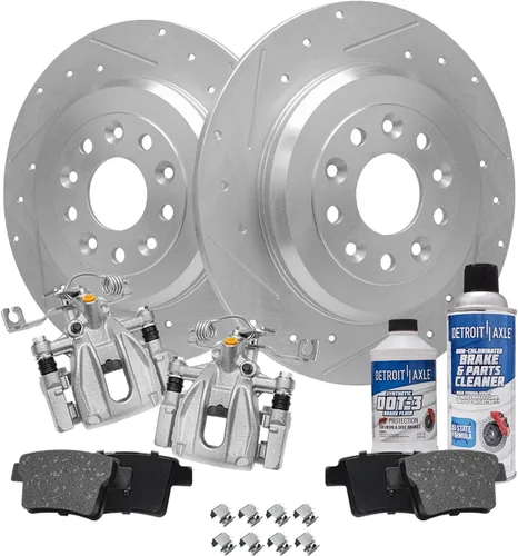 Vista 56 de Detroit Axle - Rotores de freno para Ford 2013-2019 Explorer Taurus Flex Lincoln MKT MKS, rotores de freno de disco ranurados perforados de repuesto