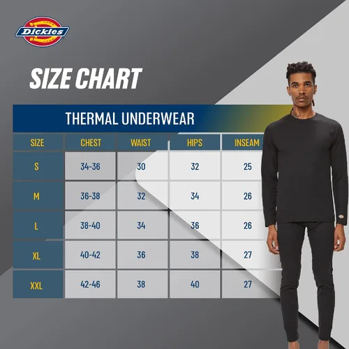 Vista 6 de Dickies Conjunto de ropa interior térmica para hombre, 2 piezas, capa base para clima frío para hombre