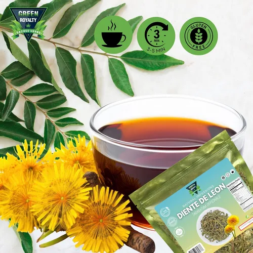Vista 5 de Hoja de diente de león (Diente de León) – Taraxacum Officinale, té de hierbas de corte suelto, sin OMG, botánico a base de plantas, bolsa