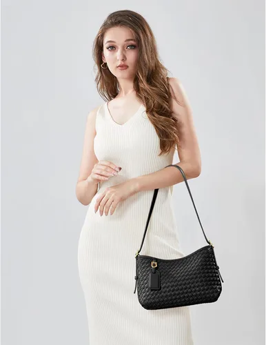 Vista 2 de Woven Handbag for Women, Woven Crossbody Bags for Women, Designer Ladies Hobo Bag Bucket Purse Faux Leather