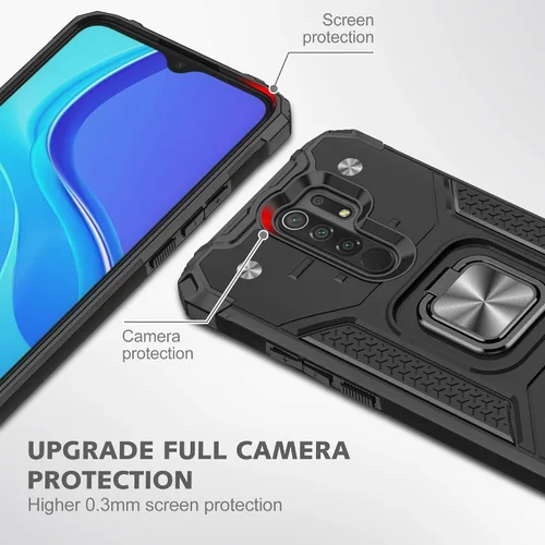 Vista 7 de Asuwish Funda de teléfono para Xiaomi Redmi 9 con protector de pantalla de vidrio templado y soporte de anillo delgado híbrido protector móvil