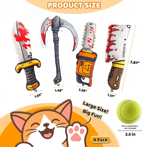 Vista 2 de Juguetes para Gatos [8000mg de Hierba Gatera Premium] Estilo Colorido de Dibujos Animados Terror Divertido Cuchillo Hierba Gatera Juguetes