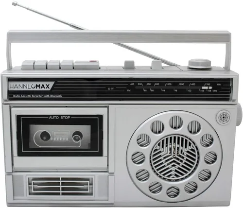 Vista 7 de HANNLOMAX HX-601K Grabadora portátil de casete de radio AM/FM con Bluetooth, grabaciones desde micrófono o radio incorporado, conector para Negro