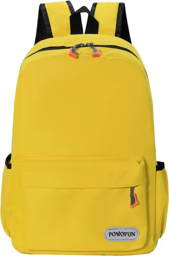 Vista 2 de Mochila para niños de 15 pulgadas, ligera, para escuela primaria, para jardín de infantes, mochila de viaje casual, Amarillo