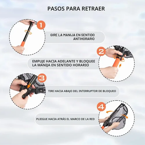 Vista 8 de KastKing Red de pesca Brutus, red de aterrizaje de peces plegable y extensible, red de pesca ligera y portátil con mango de espuma EVA suave