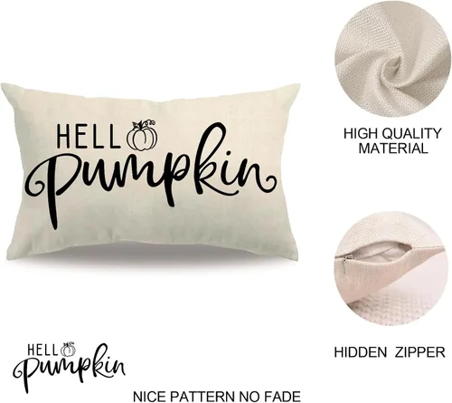 Vista 5 de 7COLORROOM Fundas de almohada Happy Thanksgiving Cosecha de otoño (negro, 12 x 20 pulgadas)