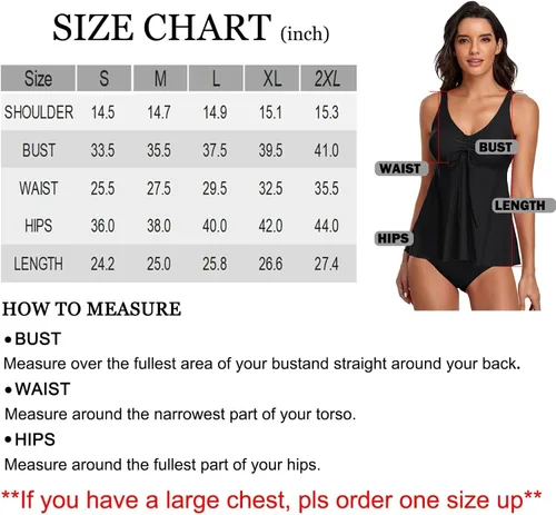 Vista 4 de Trajes de baño tankini para mujer, 2 piezas, blusa sin mangas, con parte inferior de bikini