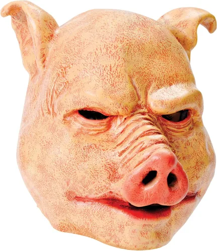 Vista 2 de Máscara de cabeza de látex de cerdo de terror unisex