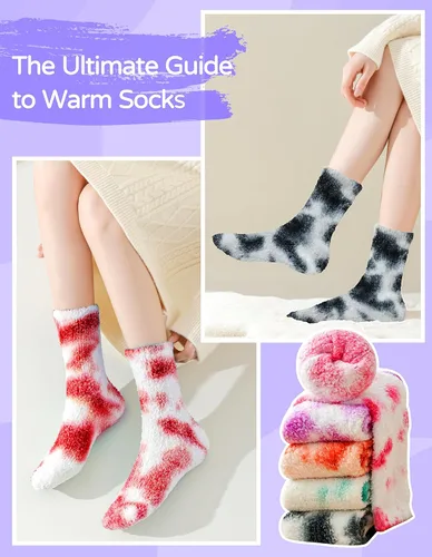 Vista 5 de Calcetines mullidos y suaves de teñido anudado, calcetines acogedores tamaño 5-11 con cajas de regalo para mujeres y niñas, regalos de Navidad