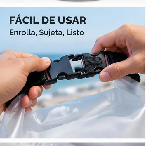 Vista 3 de Bolsa impermeable de almacenamiento transparente con tapa enrollable - Bolsa seca de 2 l/5 l/10 l/20 l, adecuada para viajes, natación, kayak Blanco