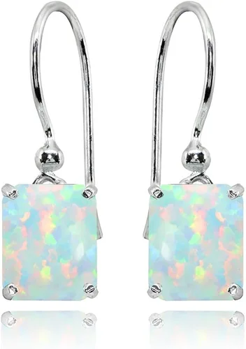 Vista 4 de Sterling Silver Genuine, Created or Simulated Gemstone Octagon-Cut Solitaire Drop Dangle Earrings for Women