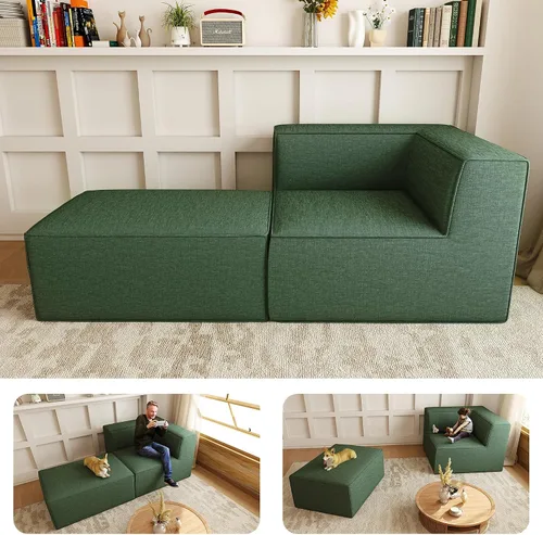 Vista 42 de Sofá Seccional Modular de 38", Juego de Asientos de Sofá Convertible en Cubo Comprimido, Combina Forma de L y Forma de U, Ensamblaje Fácil, Ahorro