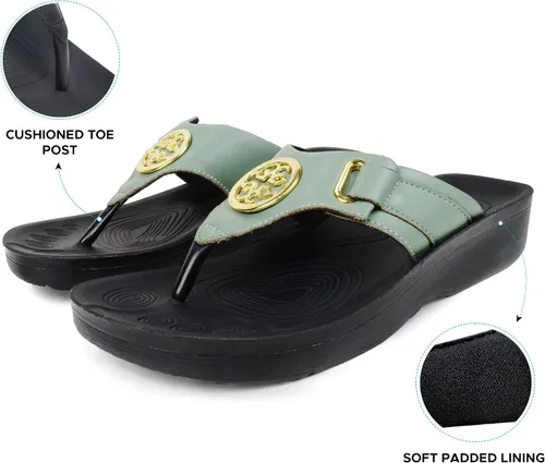 Vista 6 de AEROTHOTIC Chanclas con soporte de arco para mujer, cómodas y elegantes correas con plantilla antideslizante, sandalias elegantes de moda