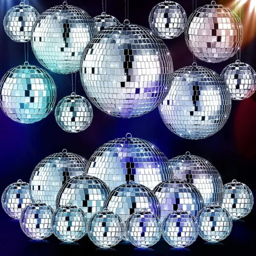 Vista 9 de MTLEE 20 piezas de decoración de bolas de discoteca de varios tamaños, decoración de fiesta, adornos de bola de discoteca, mini grandes para colgar