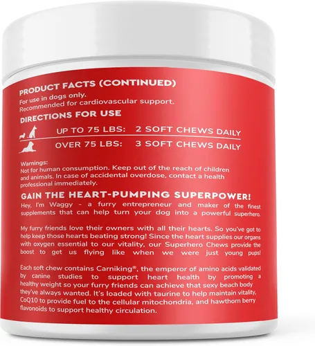 Vista 8 de Wonder Paws Apoyo cardiovascular para perros – Masticables cardiovasculares Salud del corazón, circulación, energía y control