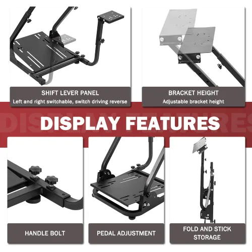 Vista 2 de Marada Racing Wheel Stand with Adjustable Shifter Mount fit for Logitech G920 G29 G923 Thrustmaster T300, Foldable Steering Wheel Stand Gaming