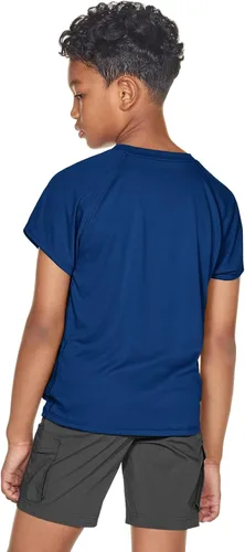 Vista 3 de ATHLIO Paquete de 2 camisetas de manga corta UPF 50+ para niños para exteriores, camiseta de natación para surf acuático, camiseta de natación UVSPF
