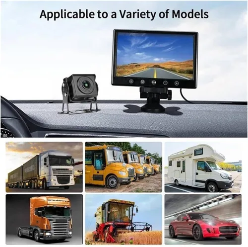 Vista 6 de Monitor de botón táctil resistente de 7 pulgadas + kit de cámara inversa para camiones/autobuses/carretillas elevadoras - Sistema de visión trasera