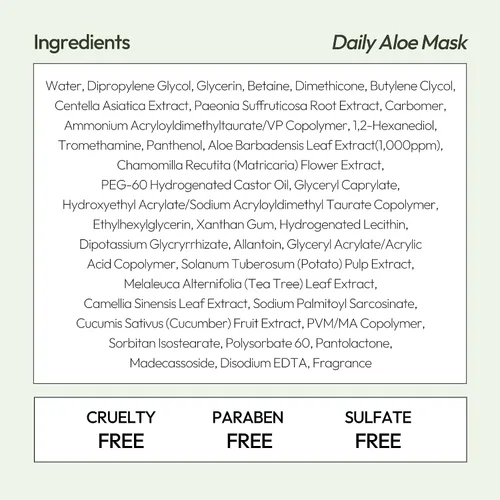 Vista 7 de LAPCOS Máscara de hojas de aloe, máscara facial diaria con pepino y gel de aloe para calmar e hidratar la piel, favorita de la belleza coreana