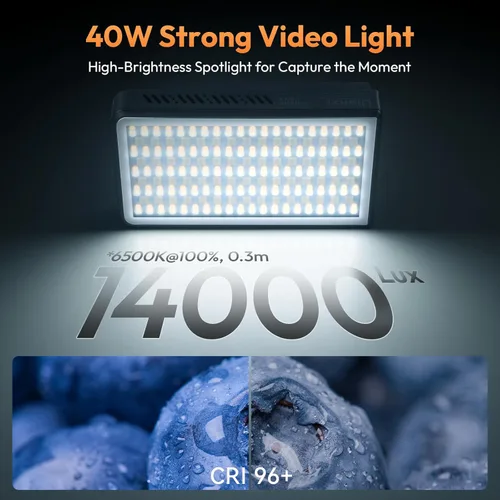 Vista 4 de ULANZI Luz de video portátil bicolor de 40 W, luz de cámara LED recargable de 5000 mAh, batería, 8 modos de escena, 2700-6500K Mini iluminación