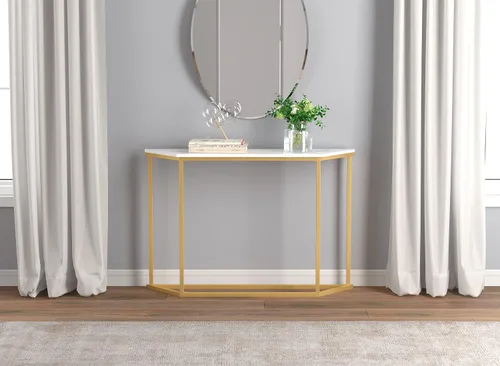 Vista 5 de SAFDIE Mesa consola moderna – Mesa de entrada elegante y resistente para pasillo, sala de estar o detrás del sofá – Fácil montaje, diseño de espacio