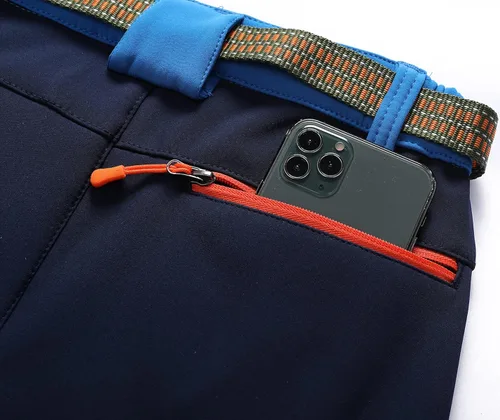 Vista 4 de Lelaki Pantalones de esquí de nieve impermeables para niños, pantalones de senderismo para exteriores, pantalones cálidos con forro polar