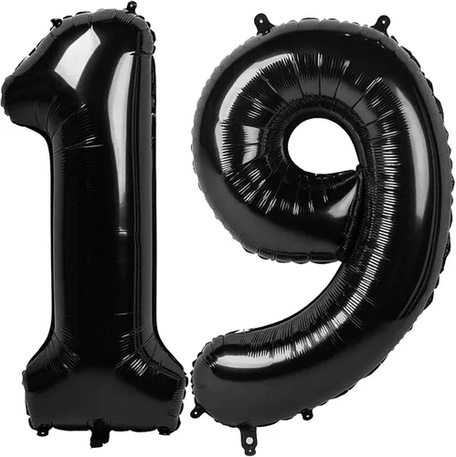 Vista 111 de Globos con números de 40 pulgadas, color negro, para decoraciones de cumpleaños de 10 a 100 años Jumbo 40In & Vibrant Color, With Hanging Holes