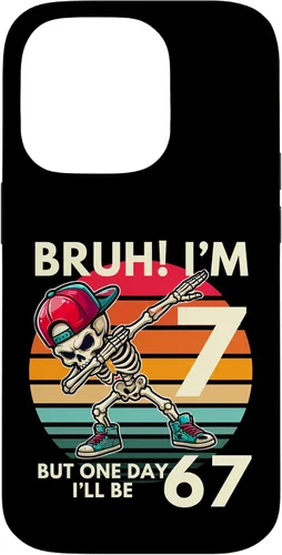 Vista 17 de Bruh I'm 7 But One-Day I'll Be 67 Retro 7th Birthday Kids Case for iPhone 17