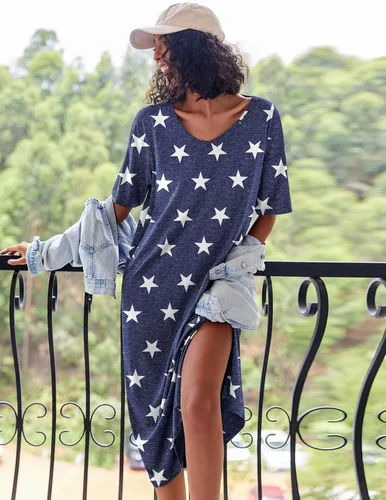 Vista 4 de Ekouaer Camisones largos para mujer, cuello redondo, ropa de dormir, ropa de dormir