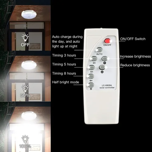 Vista 2 de MEIHONG Lámpara solar de techo para porche + focos solares de anochecer a amanecer, luces solares de paisaje, luces solares para jardín, porche