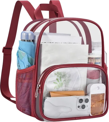 Vista 14 de USPECLARE Minimochila Transparente Aprobada para Estadio para Niños Pequeños y Niñas, Concierto, Festival, Eventos Deportivos, Aguamarina, Mediana