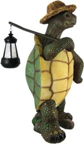 Vista 2 de Divertida tortuga campestre con estatua de linterna para exteriores
