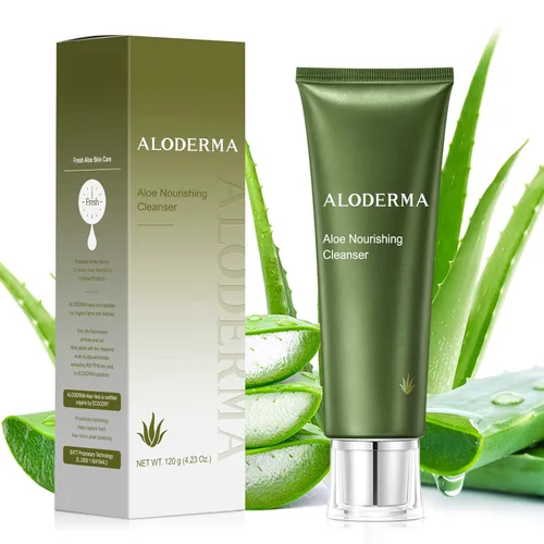 Vista 11 de Aloderma Jabón facial iluminador de piel con 77% aloe vera orgánico, limpiador diario iluminador natural con regaliz para piel radiante, limpiador