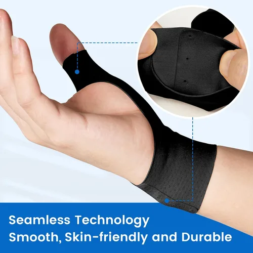 Vista 4 de VELPEAU Manga de compresión para pulgar y muñeca para tendinitis (paquete de 2), tecnología sin costuras, envolturas de guantes para alivio