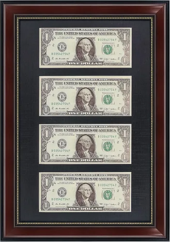 Vista 12 de GMFrames Marco de billetes de dólar de caoba con vidrio real de estera negra