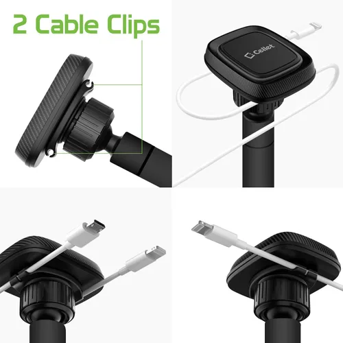 Vista 6 de Cellet Soporte universal para teléfono para el salpicadero y el parabrisas, soporte magnético para teléfono con cuello de ganso, compatible