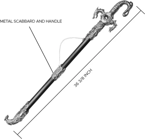 Vista 2 de Medieval Dragon Sword – Decorative Replica Display Piece, Dull Blade Collectible, Knight Fantasy Sword for Cosplay, Home Decor and Collections