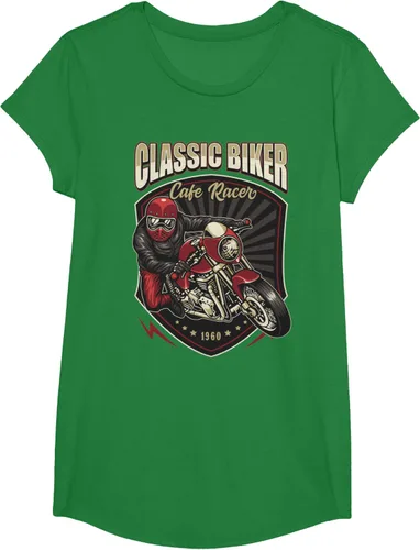 Vista 47 de Camiseta de motocicleta clásica Biker Cafe Racer para hombre, Negro, S