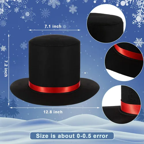 Vista 3 de Snowman Costume Kit Christmas Winter Frosty Costume Snowman Hat with Red Band Carrot Nose Scarf Gloves Pom Pom Balls