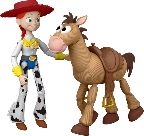Vista 4 de Mattel Disney and Pixar Toy Story 5 - Figuras de acción de 7 pulgadas, 2 unidades, Jessie & Bullseye, sombrero de vaquero extraíble 7-inch