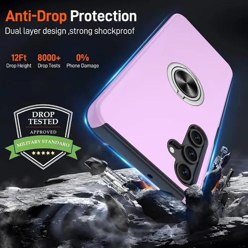 Vista 100 de Gritup - Funda para Galaxy A05S con protector de pantalla HD×2, funda protectora para teléfono a prueba de golpes con soporte magnético de anillo