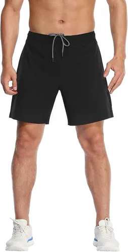 Vista 2 de LRD Pantalones cortos de entrenamiento atléticos para hombre con forro de compresión, entrepierna de 7 pulgadas